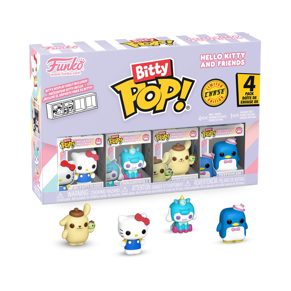 Funko Bitty POP Cinnamoroll Unicorn figure displayed on a compact shelf.
