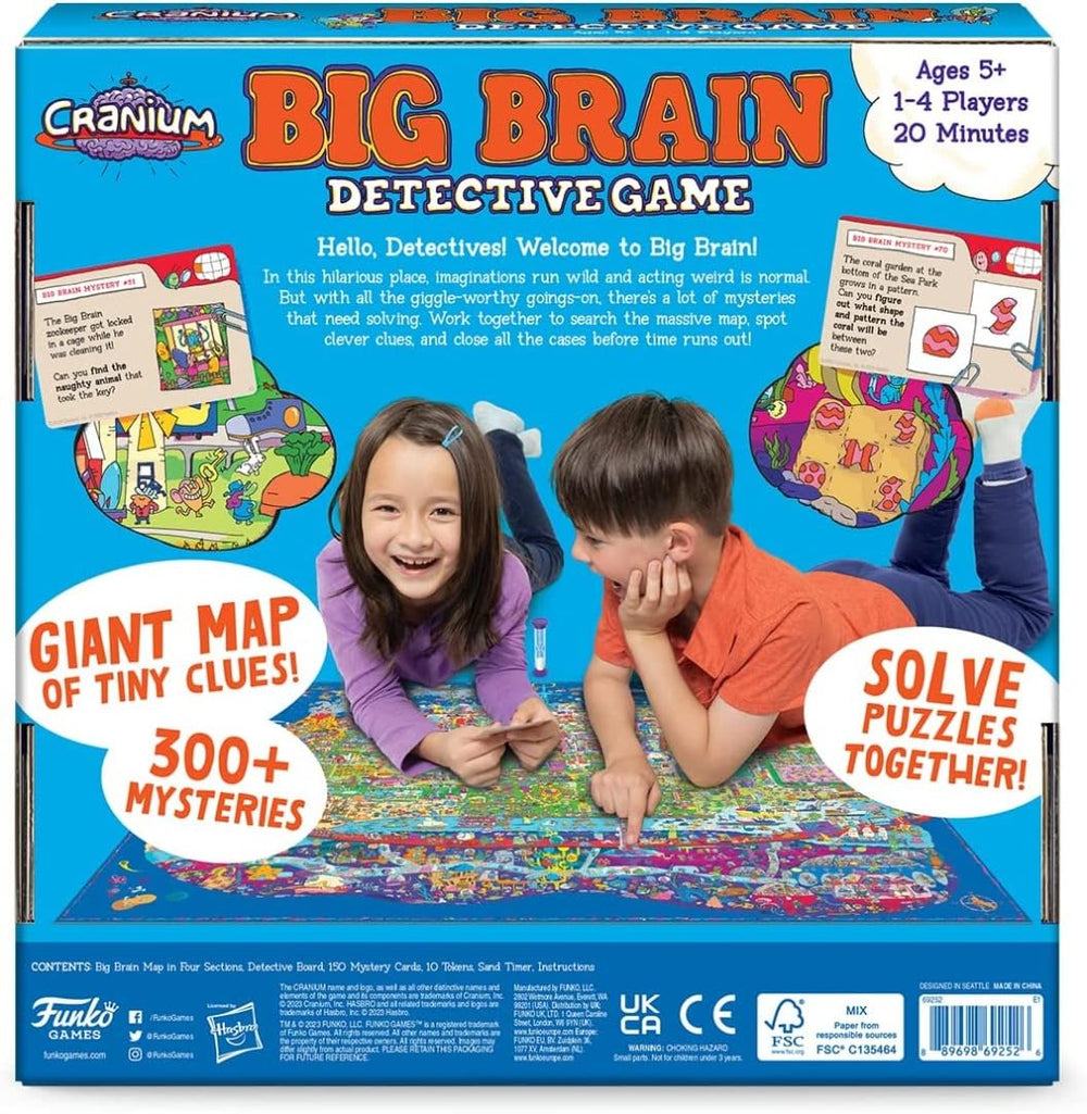 Funko Cranium Big Brain Detective characters artwork highlights playful suspects and friendly competition.