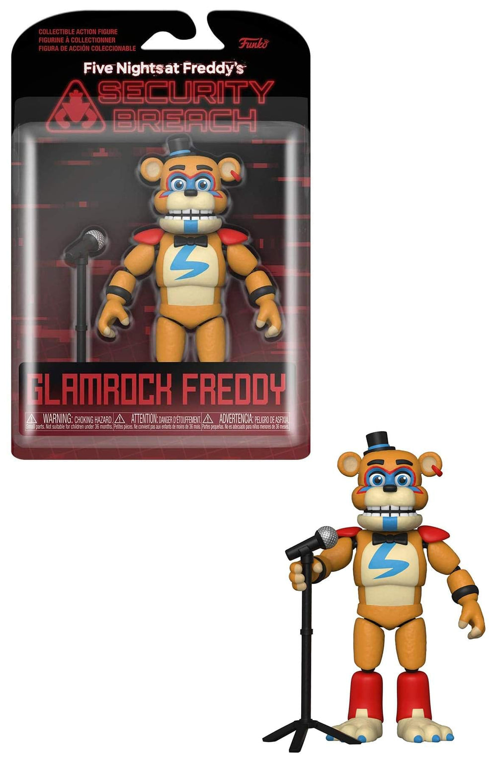 Funko Glamrock Fred collectible display, compact 5.5-inch figure for shelves.