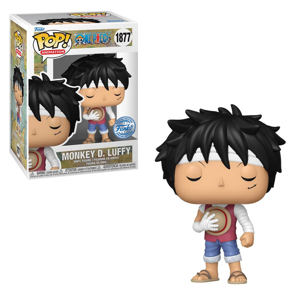 Funko Luffy Marineford vinyl figure for display and collection, adds character to shelves.