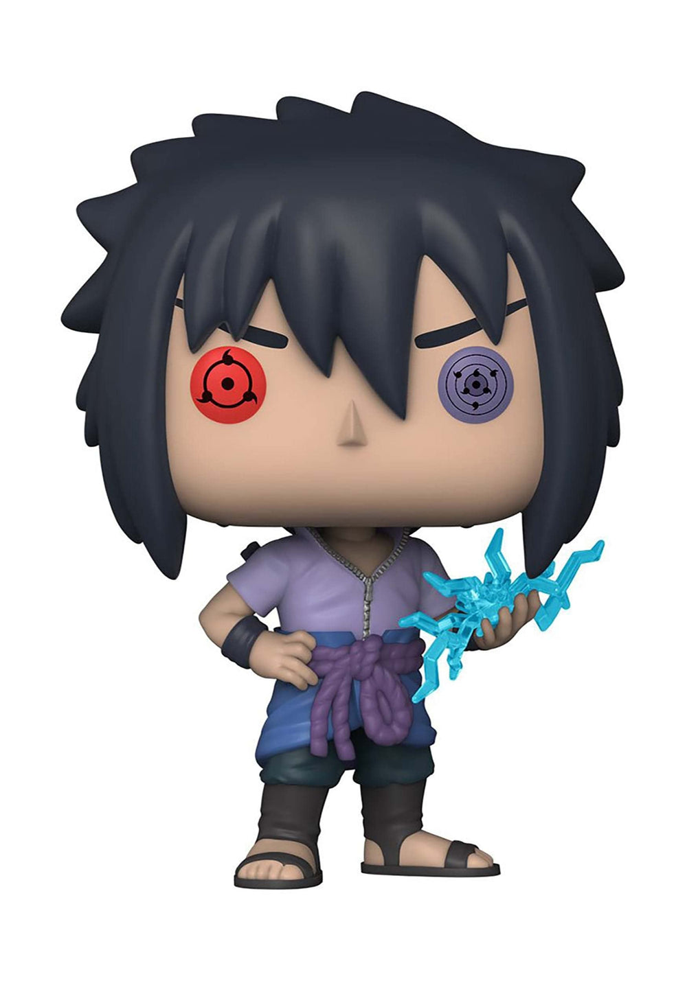 Sasuke in window display box with Byron's Attic Pop Protector for secure viewing.