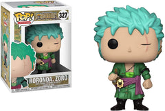 Funko Pop Zoro figure on display, ideal for desk or shelf collections.