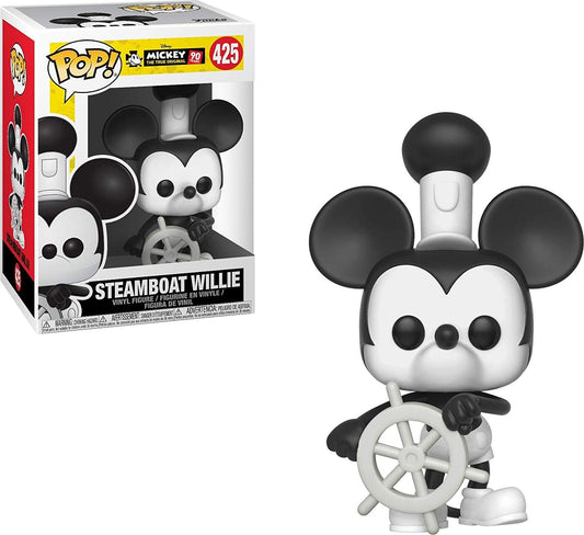 Funko Pop Disney Mickey's 90th Steamboat Willie frontal display figure for collection.