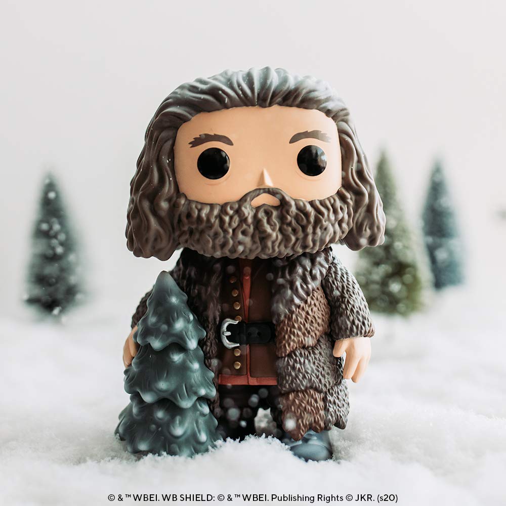 Funko Pop Harry Potter Holiday Hagrid decorating tree, festive display