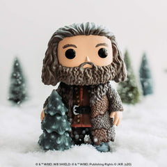 Funko Pop Harry Potter Holiday Hagrid decorating tree, festive display
