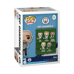 Official Funko merchandise: Pep Guardiola figure for Manchester City fans.