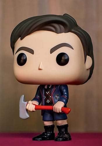 Funko Pop Umbrella Academy Number Five closeup detail, showcasing sculpted features and texture.