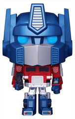 Funko Pop Transformers Metallic Optimus Prime Amazon Exclusive with premium metallic finish for display.