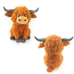 Funky Wizard Highland Cow Plush face close-up shows soft fur and friendly charm.