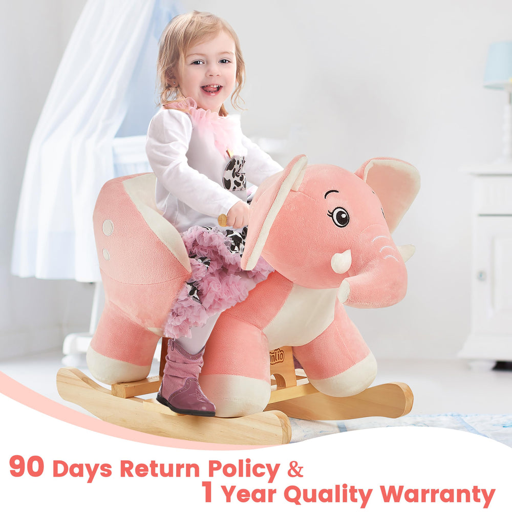 FUNLIO Elephant Rocking Horse room-decor ready, a charming accent for baby girl's space.