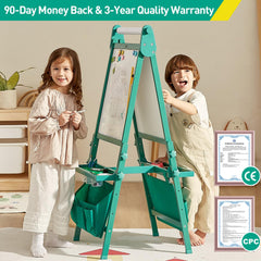 FUNLIO foldable easel with integrated storage trays for tidy corners and easy transport.
