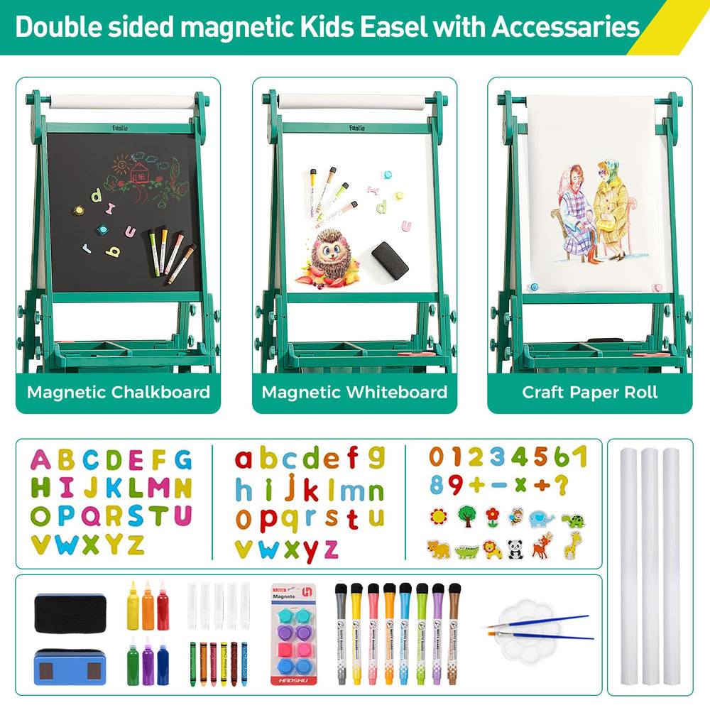 FUNLIO paper roll holder on top of the easel keeps art sessions organized.