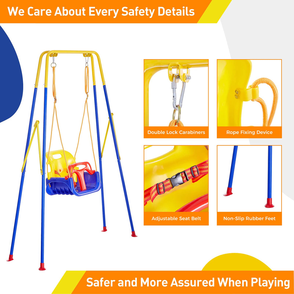FUNLIO toddler swing foldable frame allows fast 10 minute setup