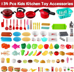 FunMission 134pcs toy kitchen pressure cooker enables pretend meals with realistic sounds