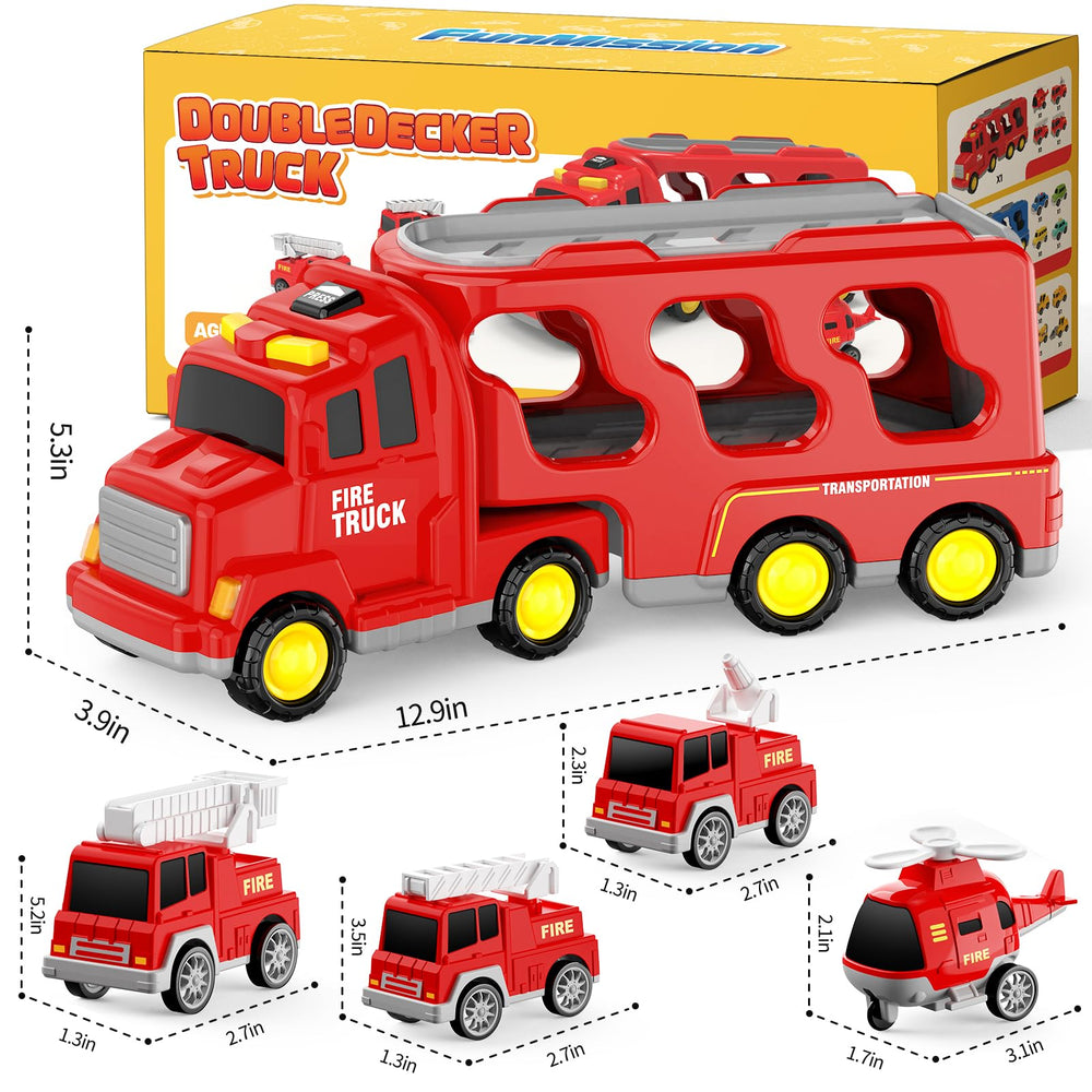 FunMission carrier truck with four small cars ready for action