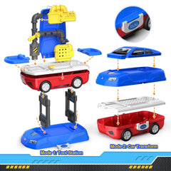 FunMission spacious tray under the workbench helps store parts during play.