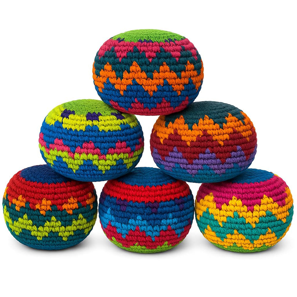 Funny Guy Mugs hacky kick-ball set; vibrant colors for active play anywhere.