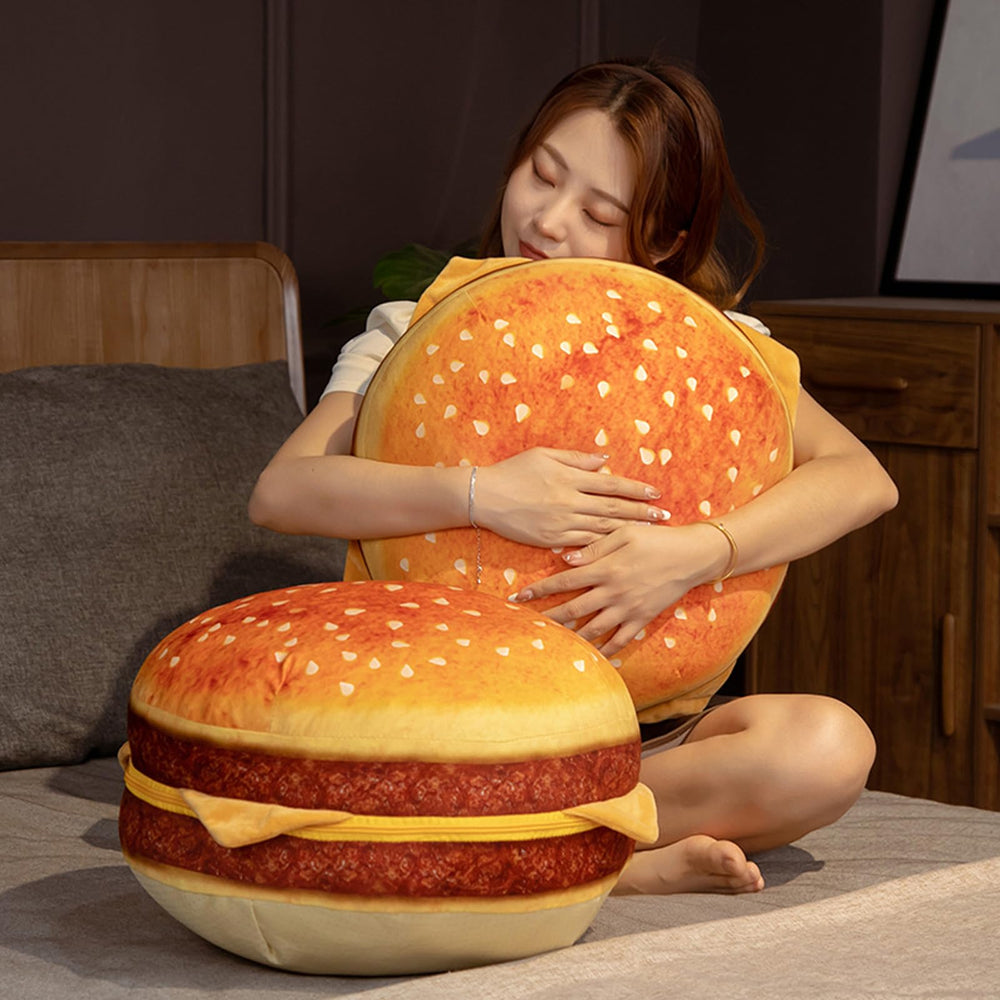Funnykitten hamburger seat cushion with non-slip bottom stays in place.