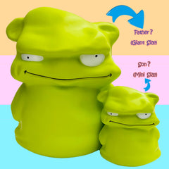 Funnysquee green monster squishy on desk as study aid