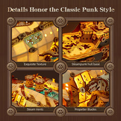 FUNPOLA LED 3D airship hull detail emphasizes smooth edges and wooden texture.