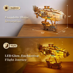 FUNPOLA LED 3D airship lit glow demonstrates a magical night display.