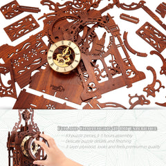FUNPOLA LED 3D Clock Tower night glow creates cozy ambience.