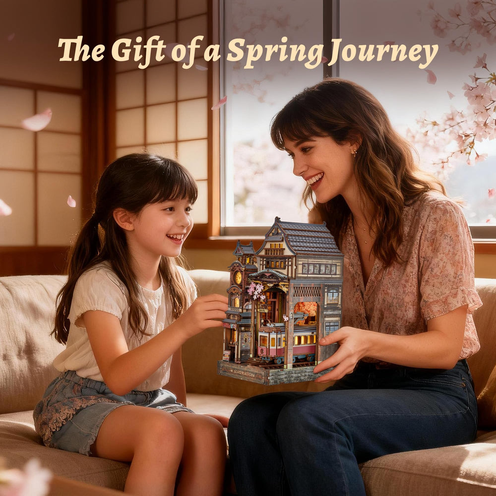 FUNPOLA Sakura Train Book Nook Kit cherry blossom miniature details