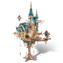 FUNPOLA 3D Steam Castle front view with warm glow on display.
