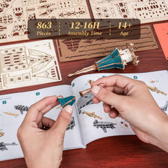 FUNPOLA 3D Steam Castle gear mechanism in motion demonstrates craftsmanship.