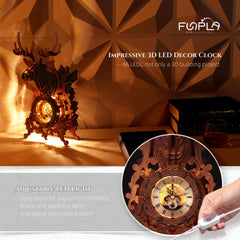 FUNPOLA wooden deer clock puzzle with LED lighting enhances ambiance.