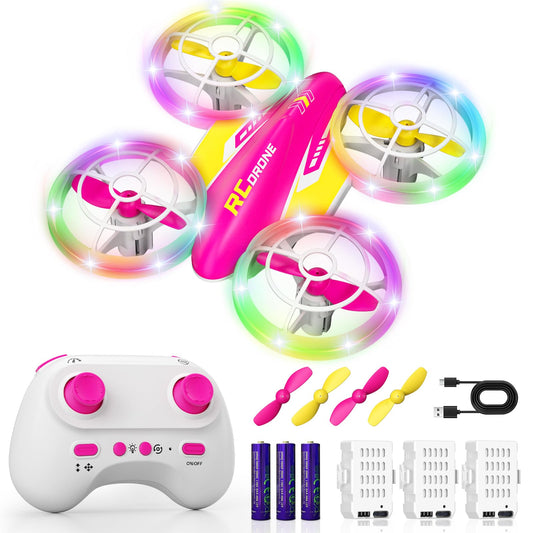 FUNPX LED RC Drone takes off smoothly for beginner indoor flights.