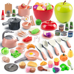 Funpynani 100-piece kitchen playset with colorful cookware sparks imaginative pretend cooking