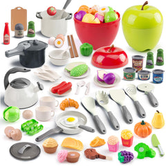 Funpynani 100-piece kitchen playset for imaginative cooking play.