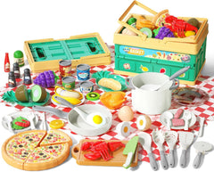 Funpynani 80-piece kitchen playset for organized pretend cooking.