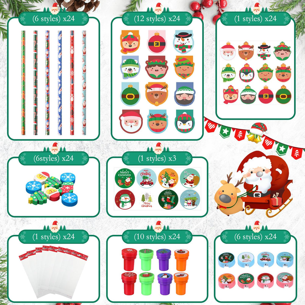 Funrous Christmas round stickers highlight festive scenes for decorating notes and rewards.
