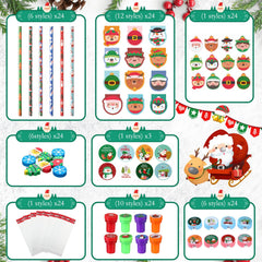 Funrous Christmas round stickers highlight festive scenes for decorating notes and rewards.