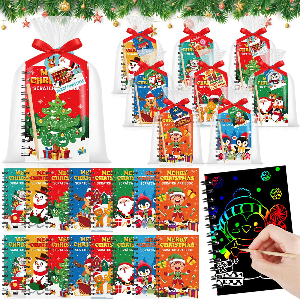Funrous Christmas scratch-art notebooks spark festive creativity for family crafts.