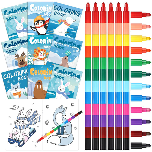 Funrous Glacier coloring book cover featuring winter scenes to spark creativity.