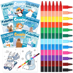 Funrous Glacier coloring book cover featuring winter scenes to spark creativity.