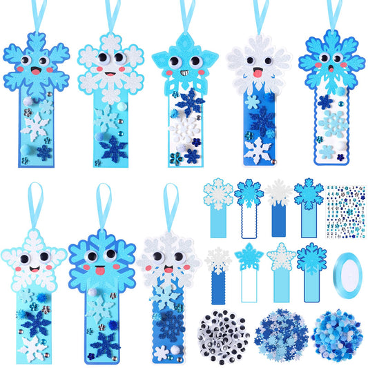 Funrous winter bookmarks kit with snowflake cardboard for DIY decorations.