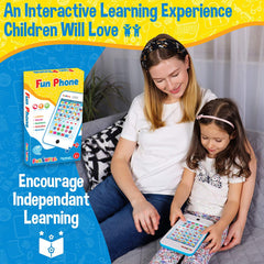 Funshpiel Kid Tablet with colorful pictures aiding visual learning of colors and letters.