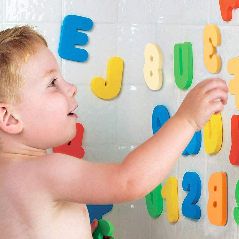 Funsland bath toy numbers on wall stimulate number recognition during bath time