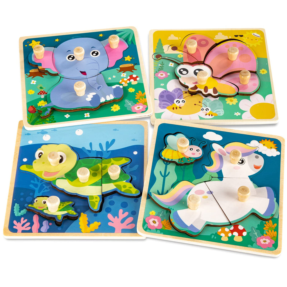 Funsland dinosaurs knob puzzle for toddlers develops fine motor skills