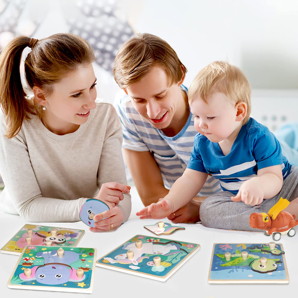 Funsland farm knob puzzle encourages imaginative play and coordination