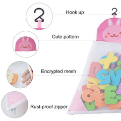 Funsland mesh storage bag dries quickly and helps keep the bathroom tidy.