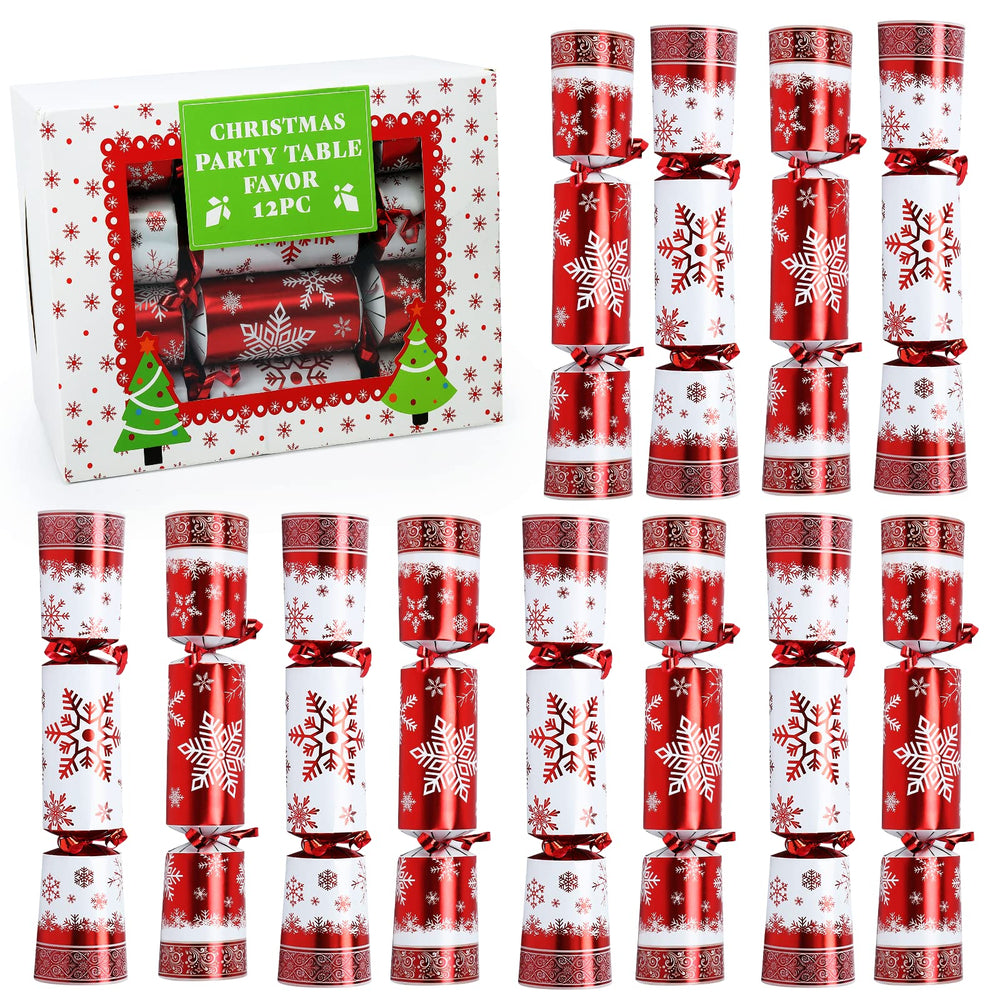 FunsLane 12-pack table favors with red-white snowflakes for festive decor and surprises