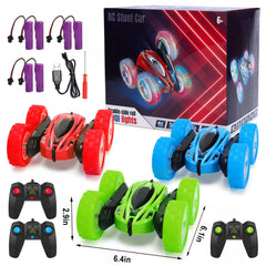 FunsLane RC stunt car blue with wheel lights on track