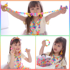 Funtopia Pop Beads kids crafting bracelets and necklaces with snap beads.