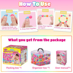 Funtopia Pop Beads three-layer storage box keeps beads organized.