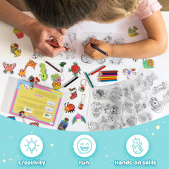 Funtopia Shrinky Dink kit featuring 12 themes to spark themed crafts.